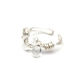 Fantasy Rannie Handcrafted Adjustable Wire-Wrapped Ring with Clear Quartz Crystal Beads – Minimalist Silver-Tone Design for Women, Perfect for Everyday Wear or Gift Giving, Metal, No Gemstone