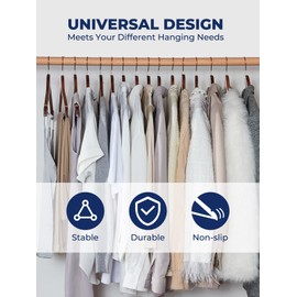 Smartor Wooden Hangers 20 Pack, Solid Wood Coat Hanger for Closet, Heavy Duty Wood Hangers for Suits, Shirts, Dresses, with 360° Rose Gold Hook, Non Slip Pant Bar, Walnut