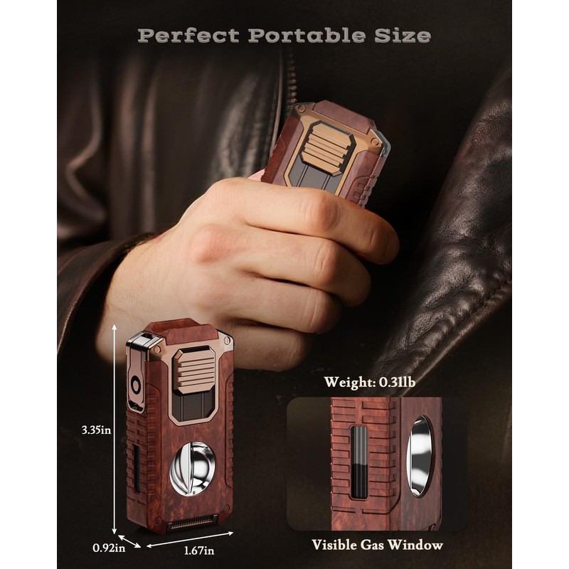 5-in-1 Torch Lighter with Cutter, Punch, Holder and Draw Enhancer