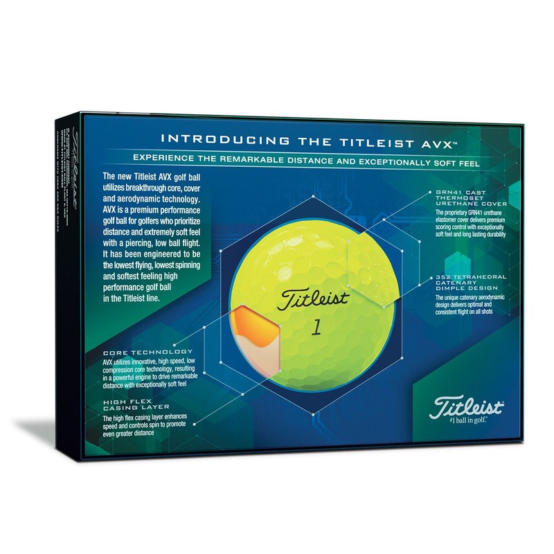 TITLEIST AVX Golf Ball, Men, Yellow, One Size