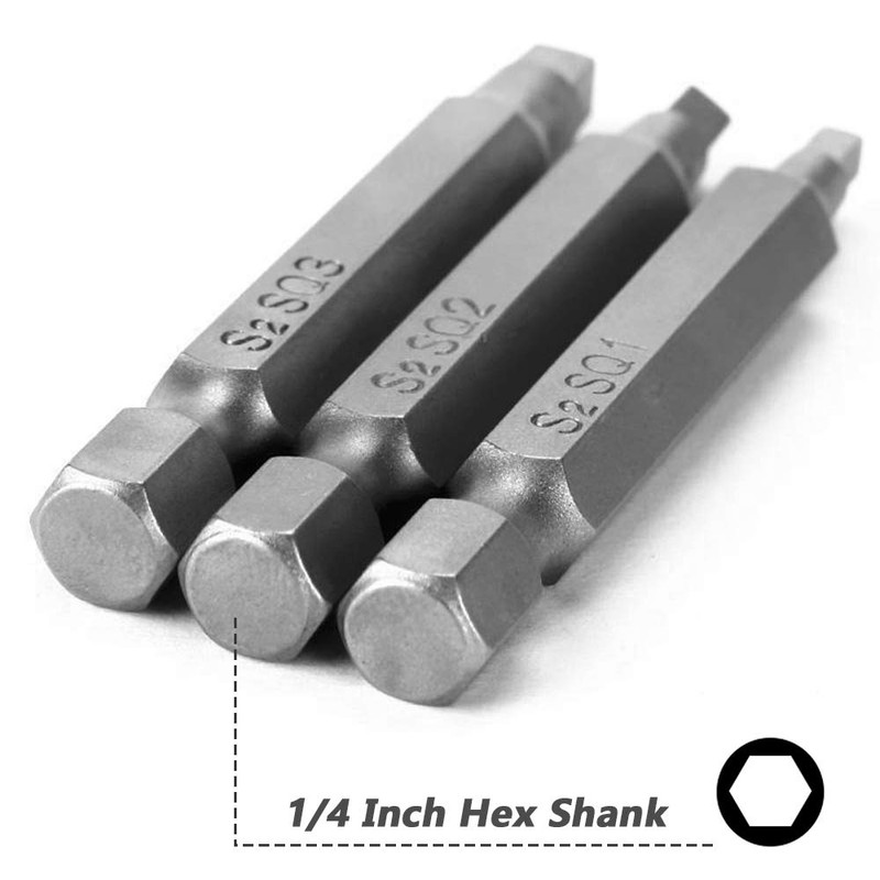 Mesee 50mm Square Head Screwdriver Bit Set with 1/4 Inch