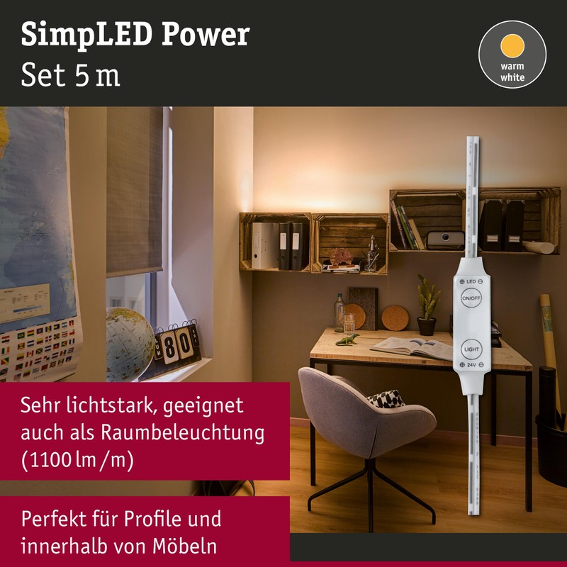Paulmann 78957 LED Strip SimpLED Power 5m with Cord dimmer