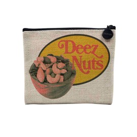 Tasche aus Leinen – Kollektion Zoomer Kultur Collage Vintage Illustration Art Humor Witz Street Wear – Kosmetiktasche aus Leinen – Kulturbeutel – Geldbörse, Deez Nuts, 15 x 10 cm, Kosmetiktasche