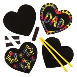 Baker Ross EK2413 Heart Scratch Art Magnets (Pack of 10) For Kids To Decorate, Arts and Crafts, 9.5cm