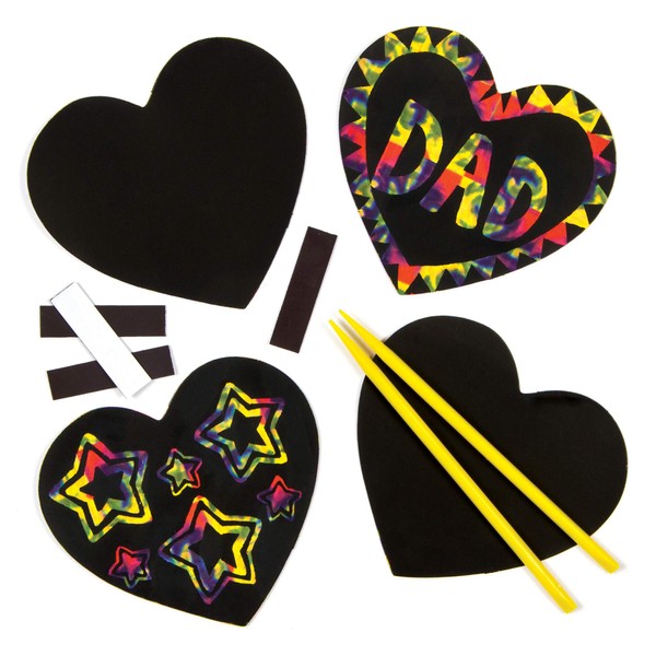 Baker Ross EK2413 Heart Scratch Art Magnets (Pack of 10)