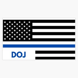 Generic Thin Blue line US Flag - Department of Justice Window Bumper Sticker Decal 5""