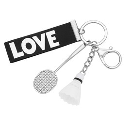 DONWOIE Badminton Keychain – Sports Key Chains for Bag Charms, Sports Gifts for Teens Christmas Birthday Gifts for Badminton Ball Lover Player Coach-White