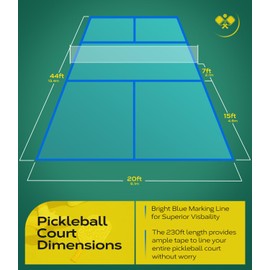 Mibhuvan Outdoor Pickleball Court Tape, 2in x 230FT Pickleball Tape for Outdoor Sports Court Fast Marking, Such as Badminton, Tennis, Basketball, or Pickleball Court Marking, Blue Tape