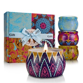 Gifts for Women, Scented Candles Gifts Set for Women/Mom, 4 Pack Aromatherapy Candles for Home Scented, 120H Burning, Stress Relief Candle Set for Birthday, Christmas, Thanksgiving, Mother's Day
