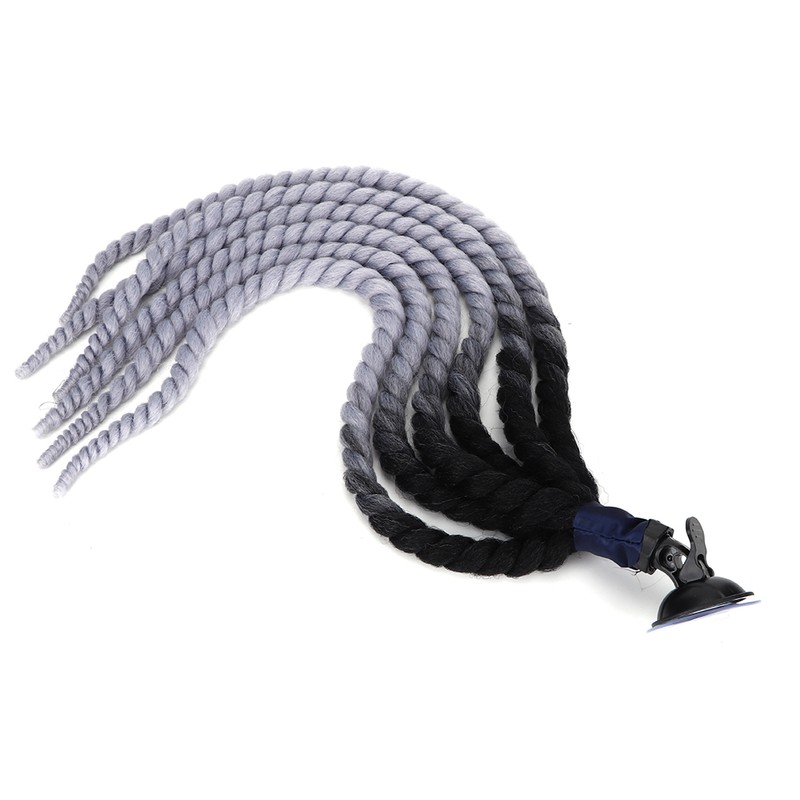 27.6in Motorcycle Helmet Woman Braids Wig Detachable Ponytail with Suction