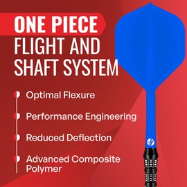 Shot! Darts Flight Deck One Piece Dart Flight and Shaft System, Reduced Deflections, Standard Shaped Flight (350 Micron), Available in Set of 3 (Blue, Medium)