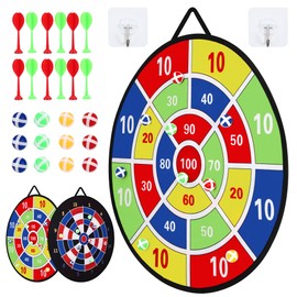 Dartboard for Children Set, 29 Inch Double-Sided Dartboard with 12 Sticky Balls, 12 Darts, Suitable for Indoor and Outdoor Throwing Game Children, Children from 3 to 12 Years
