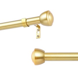 MERJULAN 1 Inch Gold Curtain Rods for Windows 28-48 Inches - Heavy Duty, Adjustable, Black Finish, Ideal Room Divider and Outdoor Rod, 32"-48"