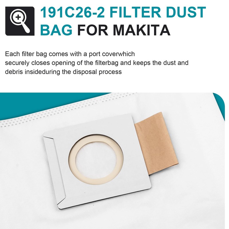 12 Pack 191C26-2 for Makita Filter Bag for Makita 18V