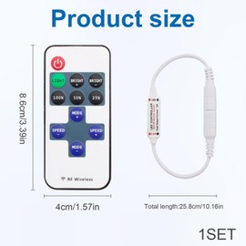 Huybaa RF11 LED Controller with Remote Control, 5-24V DC Dimmer for LED Strips, COB/SMD 5050 3528 2835 5630 (White)