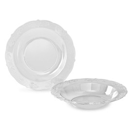 " OCCASIONS " 240 Bowls Pack, Vintage Style Disposable Wedding Party Plastic Bowls (10 oz Soup Bowl, Portofino Clear)