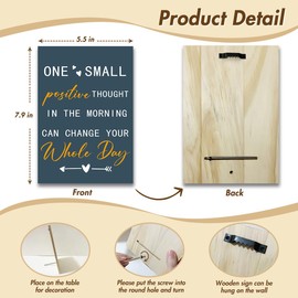 Inspirational Shelf Wall Decoration Accessories for Women, Wooden Signs for Home Decor, One Small Positive Thought in the Morning Can Change Your Whole Day Sign -15