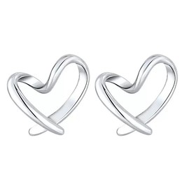 StyleJella Dainty Solid 925 Sterling Silver Tiny Minimalist Heart Stud Earrings for Women - Silver Small Love Heart Hypoallergenic Stud Earrings Jewelry