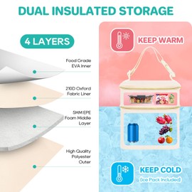 PIIOSER Baby Cooler Tote Bag with Ice Pack, Fits 4 Baby Bottles Up to 5 Ounce, Small Insulated Breast Milk Cooler Travel Bag with Handle Buckle for Nursing Moms, Cream-1