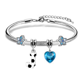 Hcvone Football Bracelet Women Bracelet With Initial For Girls Soccer Gifts Football Gifts Football Lovers Letter Alphabet Jewellery Bithday Football Party Christmas Gifts Shining Star Bracelet (J)