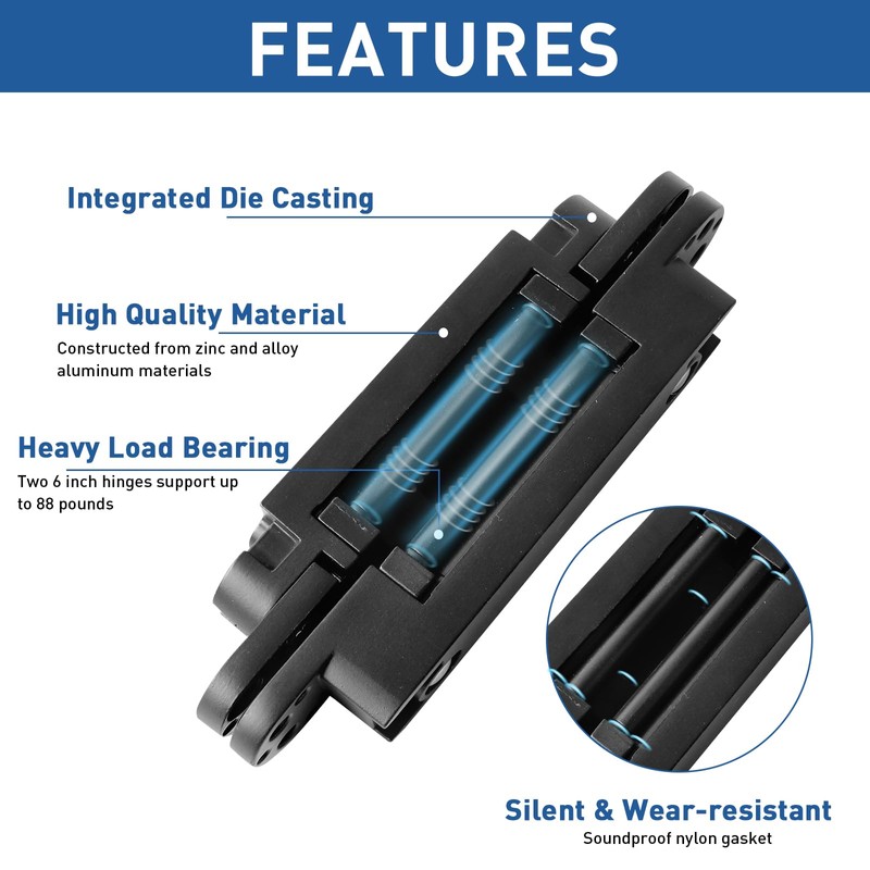 TamBee Hidden Hinges Concealed Door Hinge - Black, Zinc Alloy,