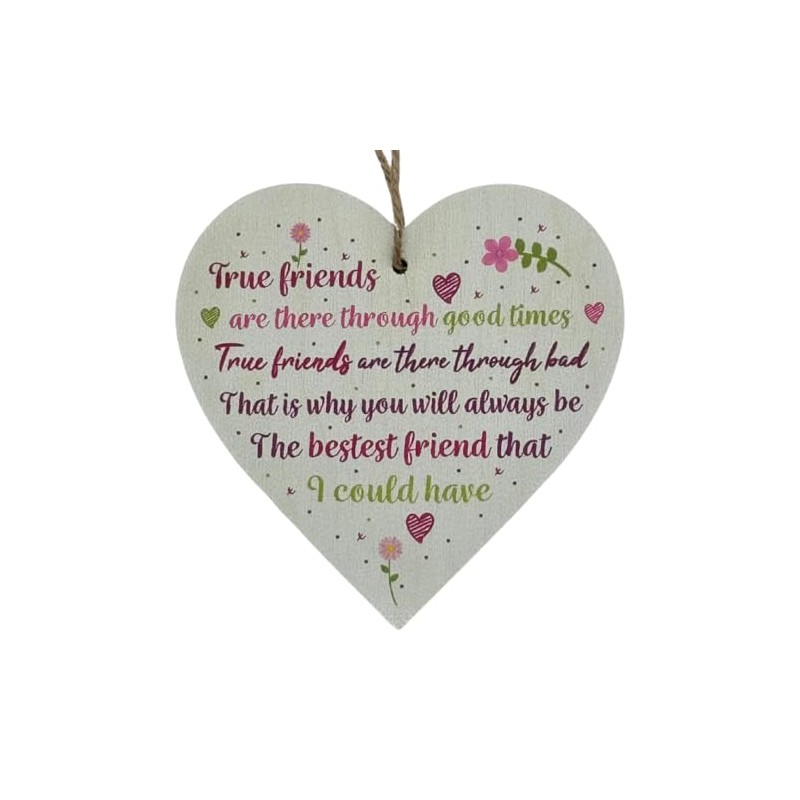 Second Ave Bestest Friend Wooden Hanging Heart Home Friendship Sign
