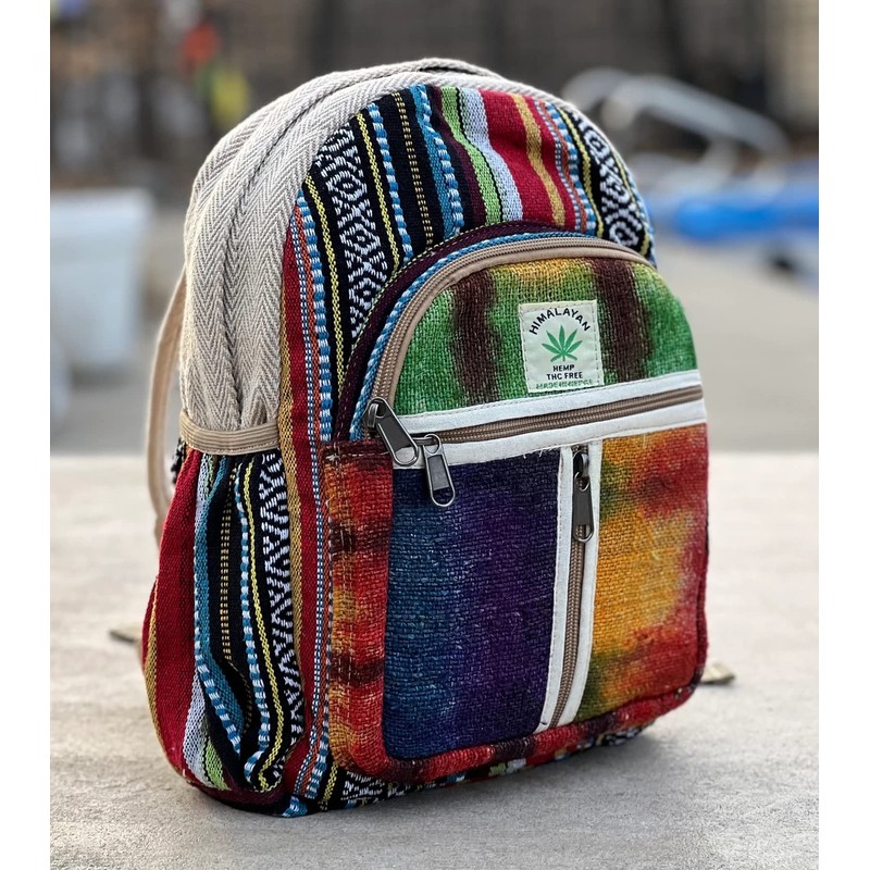 KayJayStyles Handmade Natural Hemp Nepal Backpack Purse Small Lightweight Daypack