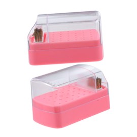 Baluue 2pcs Nail Drill Bit Holders Cleaning Brush Organizer for Manicure Tools Compact Storage Case for Nail Bits for Home and Salon Use