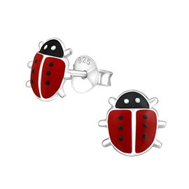 Ladybird Lady Bug Stud Earrings - 925 Sterling Silver