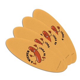 A Wiener Winner Is You Hot Dog Funny Humor Double-Sided Oval Nail File Emery Board Set 4 Pack
