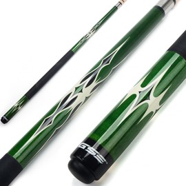 GSE 58" 2-Piece Canadian Hardwood Maple Billiard Pool Cue Stick with 12mm Leather Tip (Green, 19oz)
