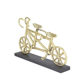 Handcrafted Gold Metal Tandem Bicycle Sculpture on Elegant Black Base - Artistic Home Decor Figurine for Bicycle Enthusiasts and Industrial Decor Settings Living Room Coffee Table Bedroom Office
