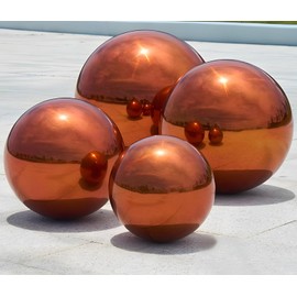 Koiugayk Stainless Steel Gazing Globe Mirror Ball, Decorative Gazing Balls for Garden, Reflective Smooth Garden Ball Sphere for Outdoor Yard Decoration (Orange, Dia: 8 inch)
