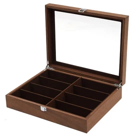 WANLECY Wooden Sunglasses Organizer for Men Women, Multiple Eyeglasses Eyewear Display Case Jewelry Collection Holder (8 Slots Brown)