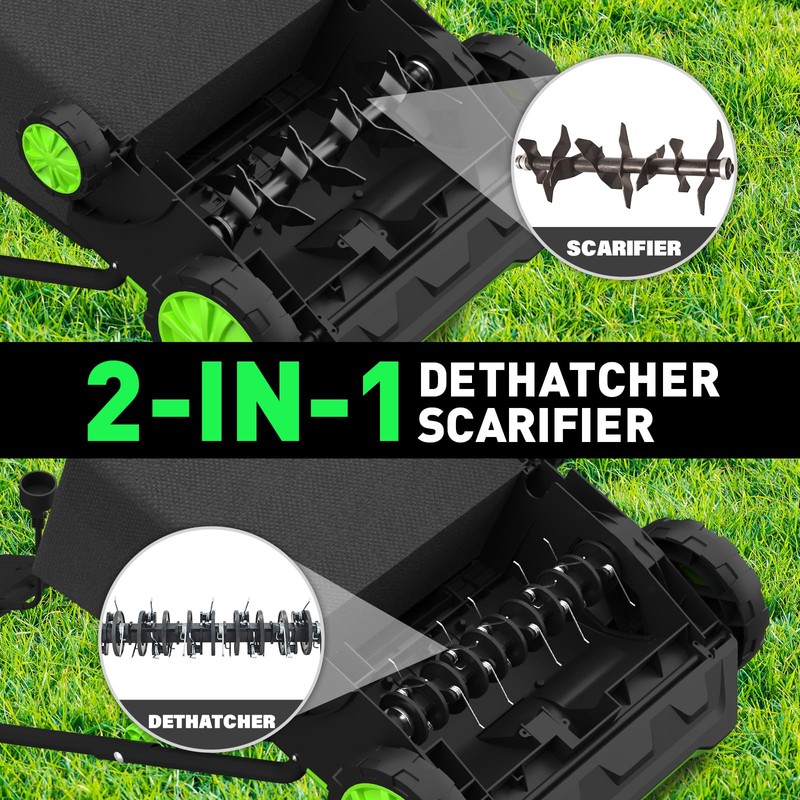 SOYUS Electric Dethatcher and Scarifier with 30L Collection Bag, 13-Inch