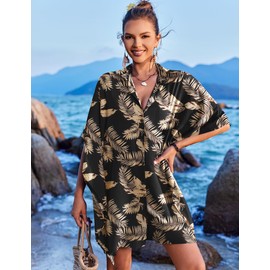 Ekouaer Bathing Suit Cover Ups for Women Button Down Swim Cover Up Bikini Swimwear Beach Resort Wear