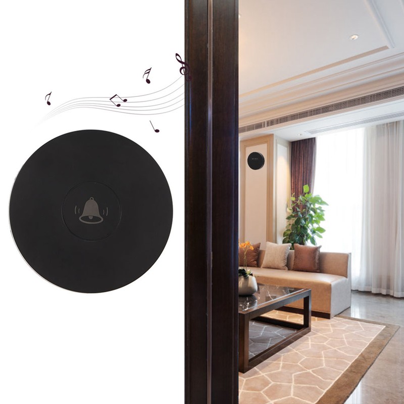 Black Wireless Doorbell Self Powered Waterproof Door Bell with 58