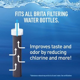 Brita Stainless Steel Premium Filtering Water Bottle, BPA-Free, Reusable, Insulated, Replaces 300 Plastic Water Bottles (32 Ounces with 3 Filters)