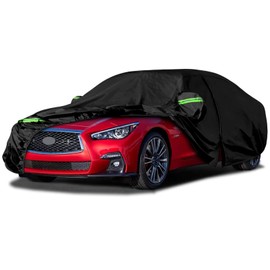 Waterproof Car Covers Replace for 2014-2024 Infiniti Q50 /Q60, 6 Layers All Weather Custom-fit Car Cover with Zipper Door & Windproof Bands for Snow Rain Dust Hail Protection (Q50)