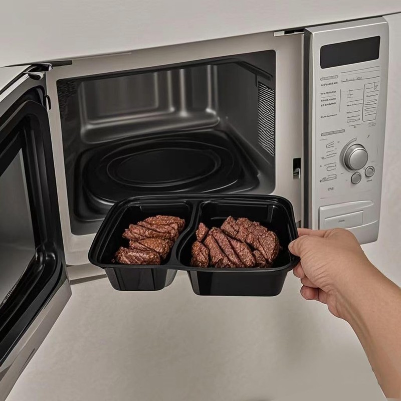 100pc 28 Oz 2-Grid Meal Prep Containers disposable, Plastic Food