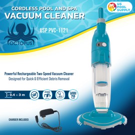 U.S. Pool Supply Handheld Pool Vacuum Cleaner - Manual Rechargeable Pool Vacuum for Above Ground Pools, Hot Tub Spa Vac - Cordless, Powerful Suction, Inground, Scrub Brush Head, Cleaning Leaves Debris