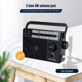 Retekess TR633 Portable FM/AM Radio Digital Big Knob 6 ohm 2W Speaker Elderly US
