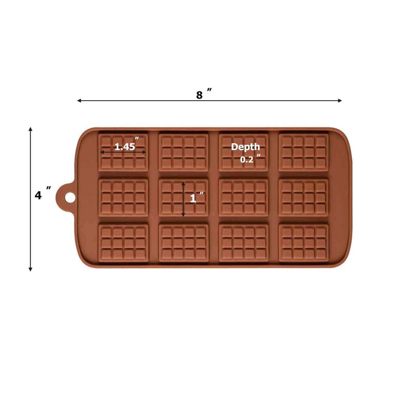 2 Pack 12-Cavity Silicone Mini Rectangle Thin Waffle Chocolate DIY