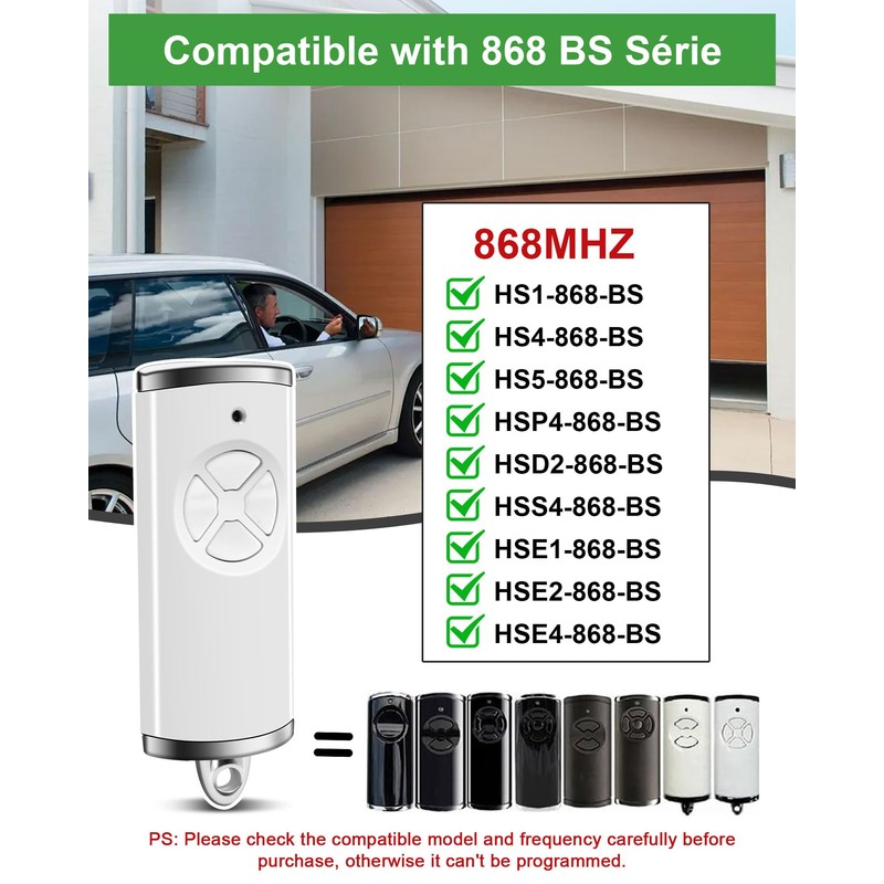 868 MHz HSE4-868-BS Handheld Transmitter Garage Door, HSE1-868-BS, HSE2-868-BS Remote