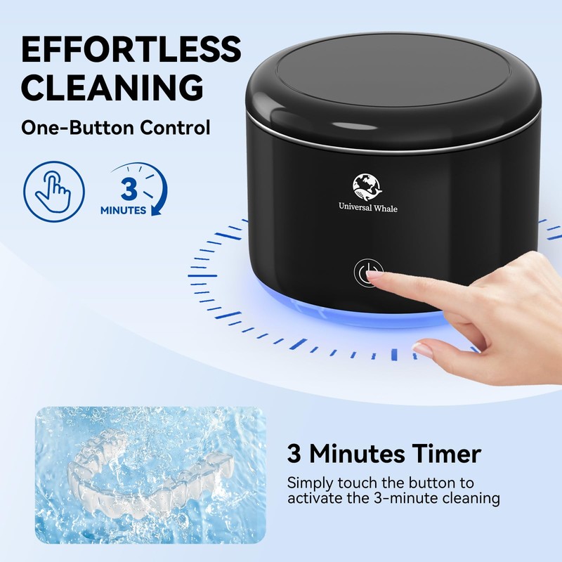 Portable Ultrasonic Cleaner, 56kHz Ultrasonic Retainer Cleaner, Upgraded Lighted Retainer