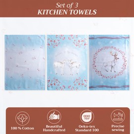 Maison d' Hermine Fairytale Forest 100% Cotton Set of 3 Multi-Purpose Kitchen Towel Soft Absorbent Dish Towels Tea Towels Bar Towels (20"x27.50")