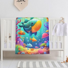 E-RIDES 76x100CM Baby and Pet Blanket - Colorful Underwater World Blanket Throw for Nursery, Toddlers and Pets, Cozy and Warm, Ideal for Cribs and Pet Beds - Perfect Newborn Baby Gift