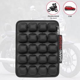 GRAND PITSTOP Motorcycle Air Seat Cushion with Inflatable Bubble Air Pads with Breathable Mesh Cover & Non-Skid Bottom Compatible for Pillion seat of Motorcycle