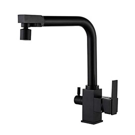 Kitchen Faucet 3 Way Water Filter Tap Black Brass Three-Purpose Multifunctional Water Purifier Direct Drinking Kitchen Hot and Cold Water Faucet-B (Color : A)