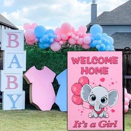 Yesuavt Welcome Home Baby Girl Garden Flag Its a Girl Garden Flags for Outside 12x18 Double Side Elephant Baby Shower Garden Flag Outdoor House Yard Sign Decorations